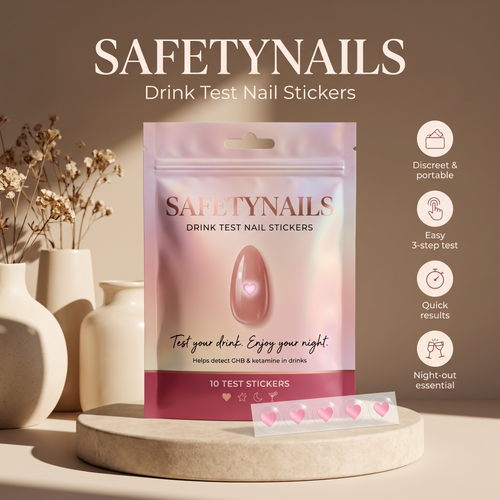 SafetyNails Drink Test Nail Stickers pouch